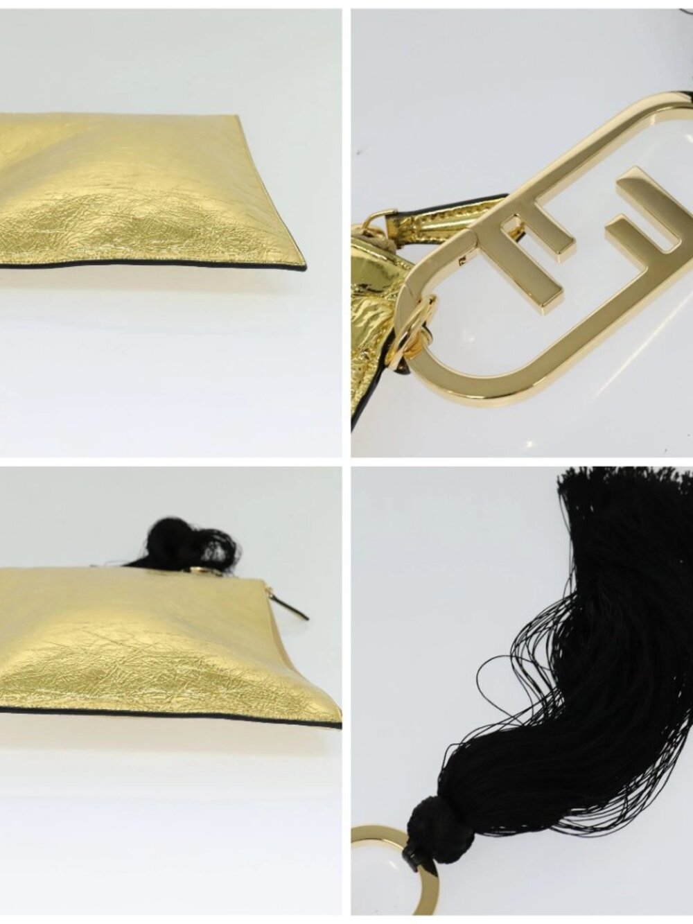 FENDI Clutch Bag Leather Brown Gold Auth mr1110V - Picture 16 of 16